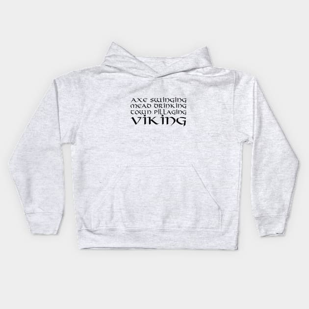 Axe Swinging Viking Black Kids Hoodie by VT Designs